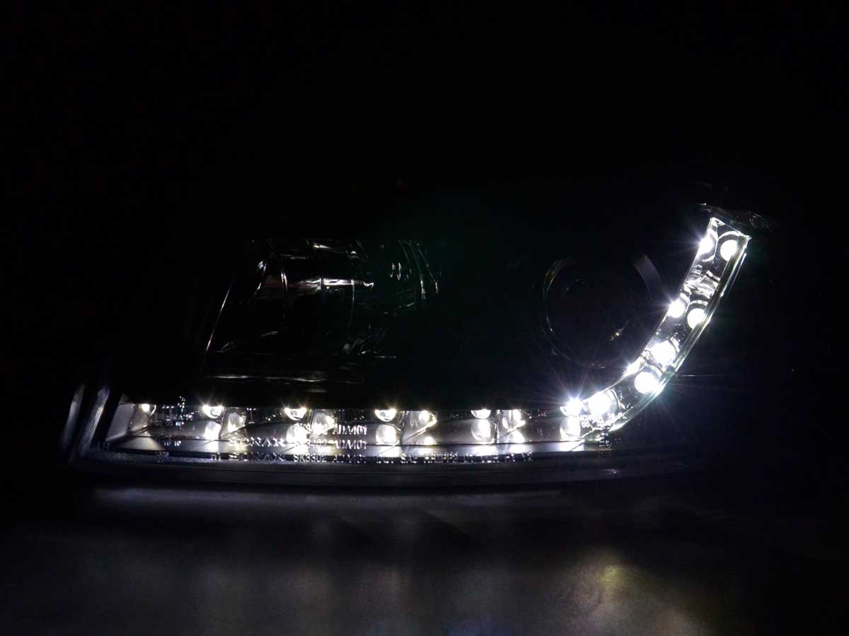 Scheinwerfer Set Daylight LED Tagfahrlicht Audi A4 Typ 8E 04-08 schwarz Scheinwerfer Set Daylight LED Tagfahrlicht Audi A4 Typ 8E 04-08 schwarz